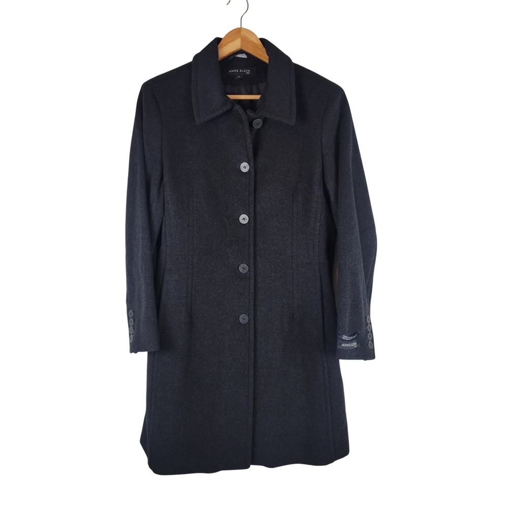 Anne Klein Wool Cashmere Pea Coat‎ Black Size 10 Trenchcoat